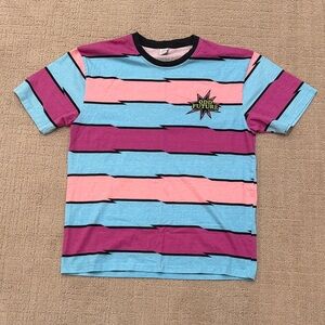 Odd Future Striped Graphic Tee - Pink, Light Blue & Purple